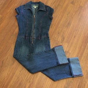 Vintage Street Blues denim crop, cuffed  jumpsuit.